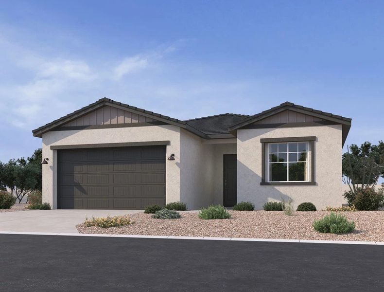 Representative exterior photo of a completed home built from the Marigold by Ashton Woods in Aloravita, Peoria, AZ (Image 15). Representative exterior photo of a completed home built from the Marigold by Ashton Woods in Aloravita, Peoria, AZ (Image 15).