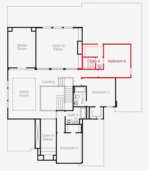 2D floor plan layout for the Kaufman by Coventry Homes in Wolf Ranch, Georgetown, TX (Image 6).