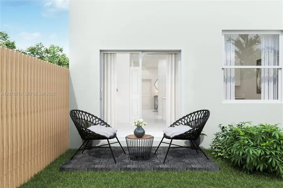 Exterior details and patio area of a home in Breezewood, Miami (Image 2). Exterior details and patio area of a home in Breezewood, Miami (Image 2).
