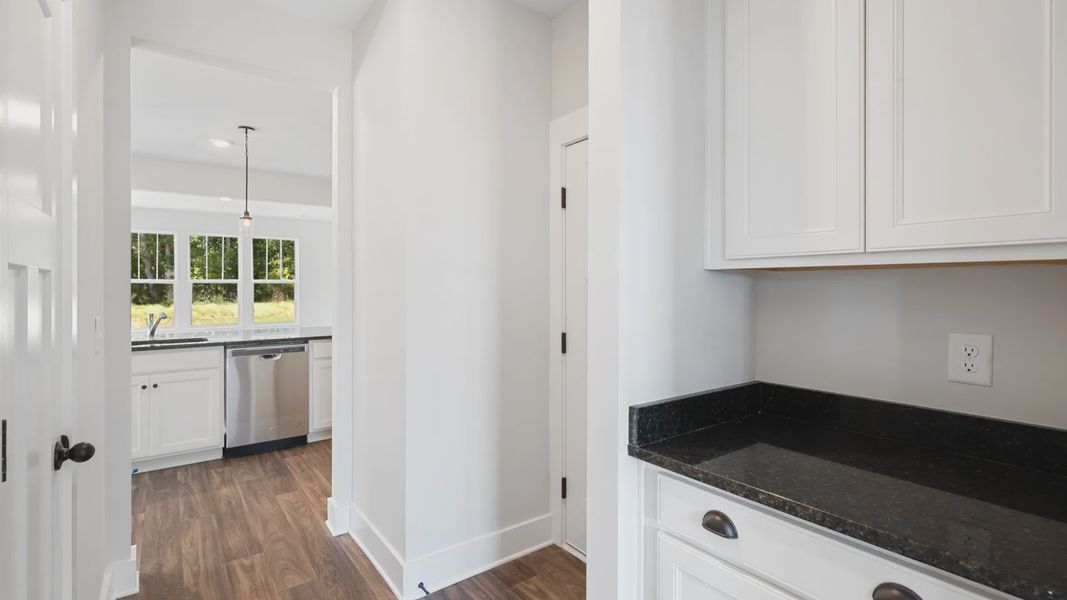 Representative furnished interior of a home built from the Stonefield - Finished Basement by DRB Homes in Pinebrook, Woodruff (Image 7).