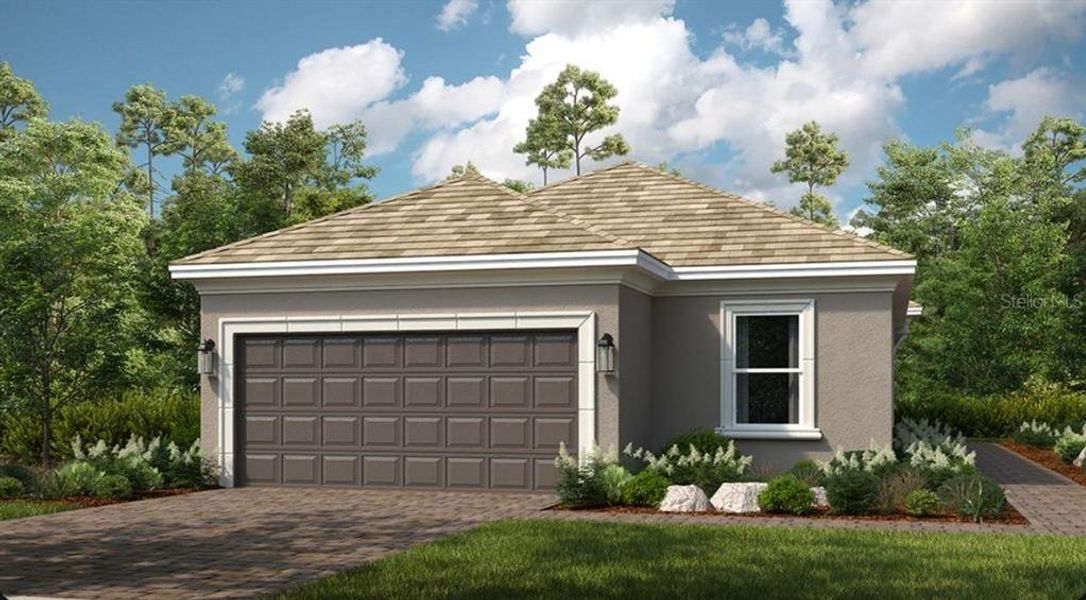 Front exterior of a new home in Esplanade at Wiregrass Ranch, Wesley Chapel, FL, highlighting curb appeal (Image 2). Front exterior of a new home in Esplanade at Wiregrass Ranch, Wesley Chapel, FL, highlighting curb appeal (Image 2).