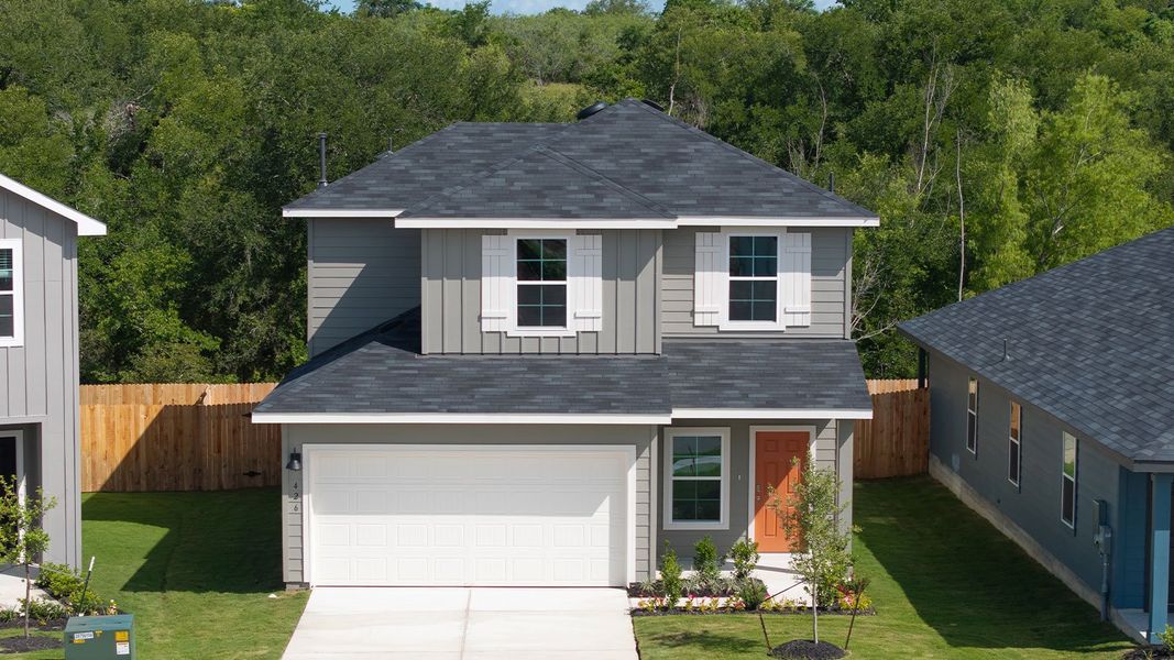 Front exterior of a new home in Bollinger, Maxwell, TX, highlighting curb appeal (Image 24).
