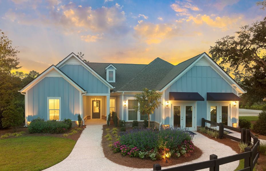 Front exterior of a new home in Sea Island Preserve, Johns Island, SC, highlighting curb appeal (Image 14).
