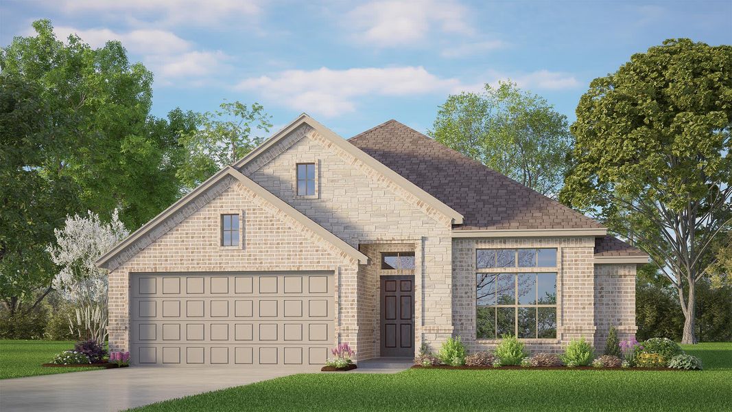 Elevation B with Stone | Concept 1455 at Pirate Village in Granbury, TX by Landsea Homes Elevation B with Stone | Concept 1455 at Pirate Village in Granbury, TX by Landsea Homes
