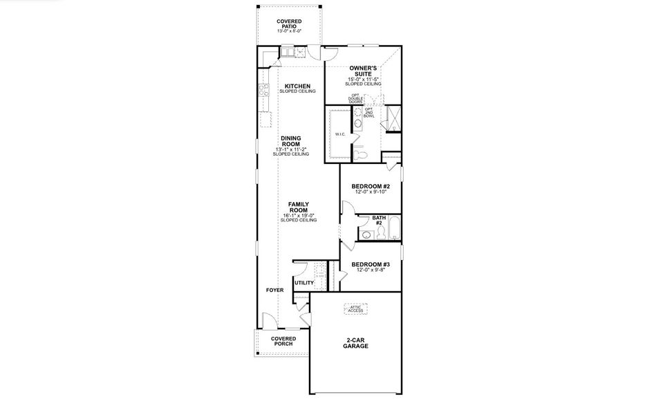 2D floor plan layout for the Magnolia by M/I Homes in Wildrye, Waller, TX (Image 3).