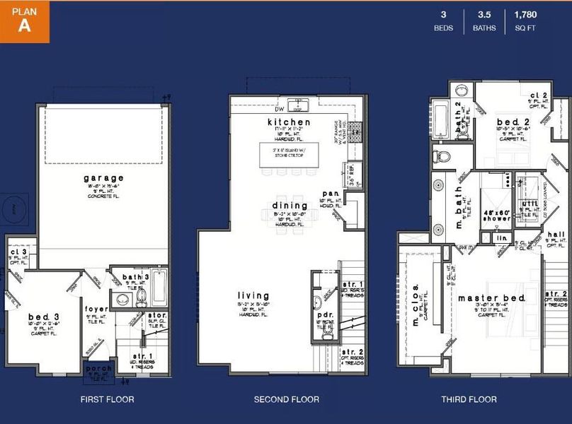2D floor plan layout of this home in Commons at West Tidwell, Houston, TX (Image 3).