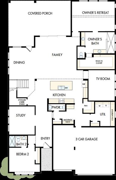 2D floor plan layout of this home in Wolf Ranch – West Bend, Georgetown, TX (Image 5).