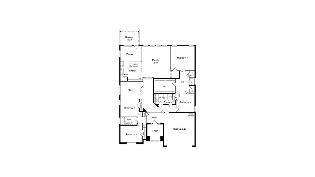 2D floor plan layout of this home in Homestead at Parks Bell Ranch, Odessa, TX (Image 5).
