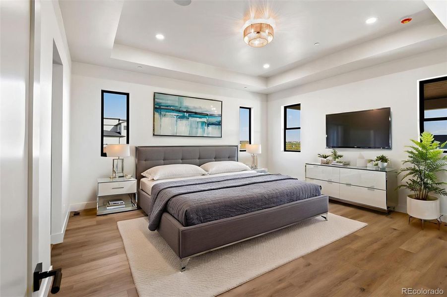 Primary bedroom virtually staged