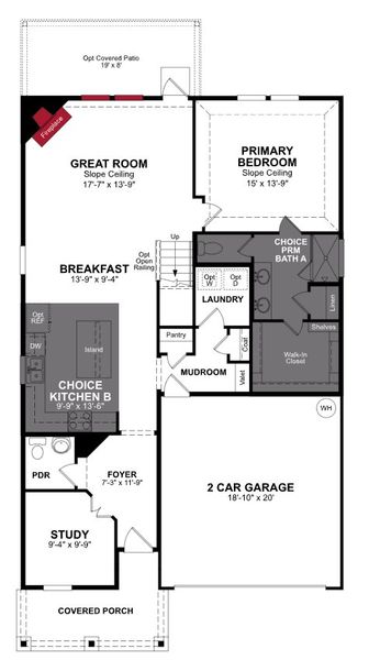 2D floor plan layout of this home in Hunter's Ranch, San Antonio, TX (Image 2).