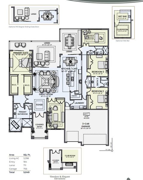 2D floor plan layout for the Jupiter by Sam Rodgers Homes in Arbour Lake Preserve, Sarasota, FL (Image 3).