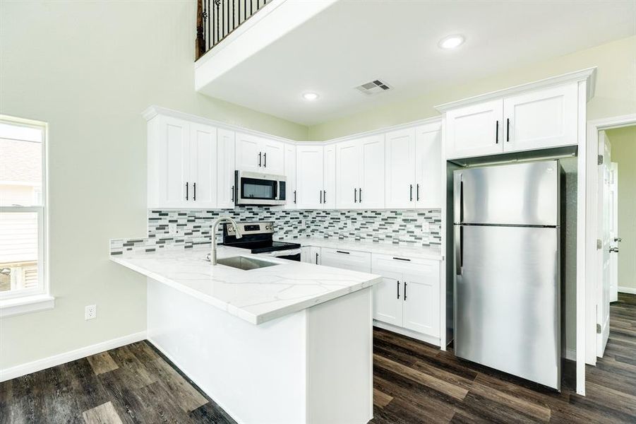 Stainless Steel Finish Appliances, Refrigerator Provided.