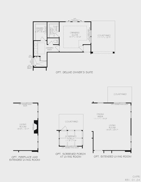2D floor plan layout for the Capri by Epcon Communities in The Courtyards at Oak Grove, Durham, NC (Image 34).