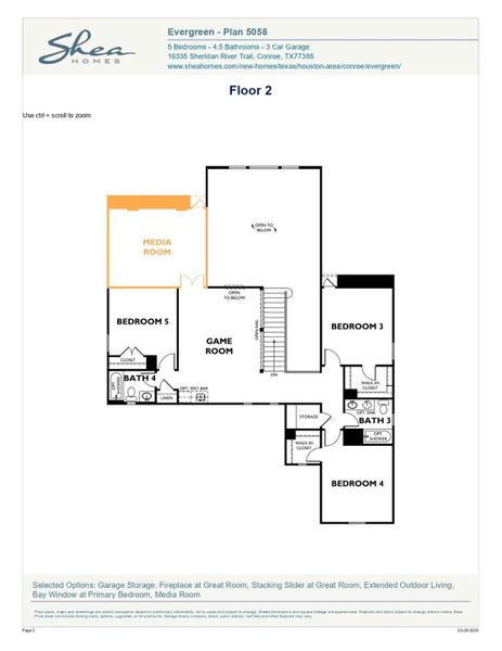 2D floor plan layout of this home in Evergreen 60', Conroe, TX (Image 2). 2D floor plan layout of this home in Evergreen 60', Conroe, TX (Image 2).