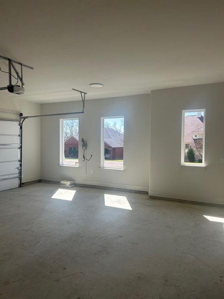Oversized garage with windows