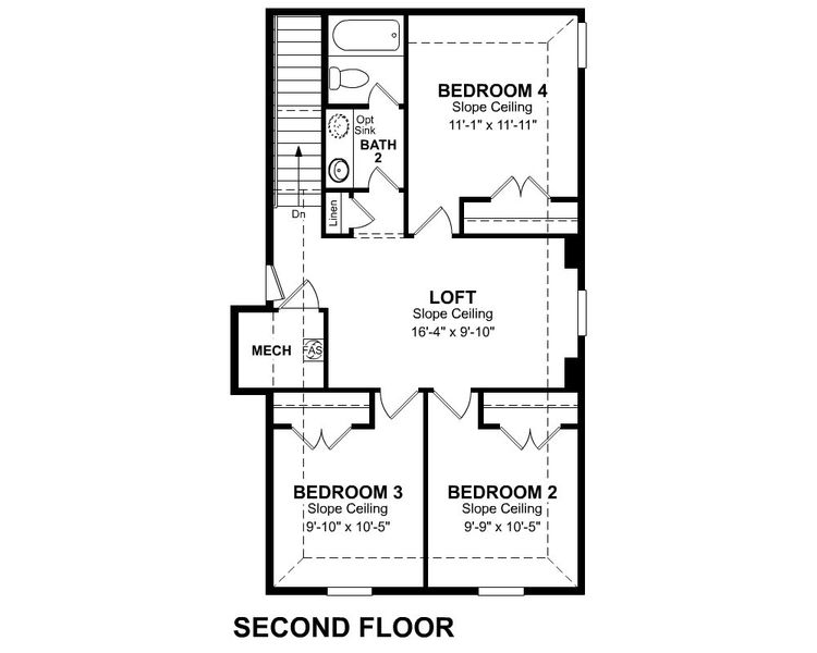 2D floor plan layout for the Berkshire by Beazer Homes in The Villages of Hurricane Creek, Anna, TX (Image 5).