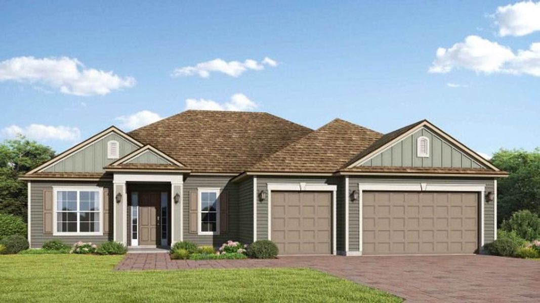 Representative exterior photo of a completed home built from the Buckingham by SEDA New Homes in Sandy Bluff, Yulee, FL (Image 2).