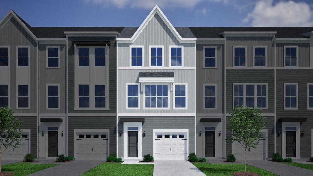 Representative exterior photo of a completed home built from the Daphne 3-Story 1-Car Garage - Vanguard Collection by Mungo Homes in Vista at Cane Bay, Summerville, SC (Image 12).
