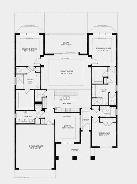 2D floor plan layout for the Ambra by Taylor Morrison in Esplanade Lake Club, Fort Myers, FL (Image 3).