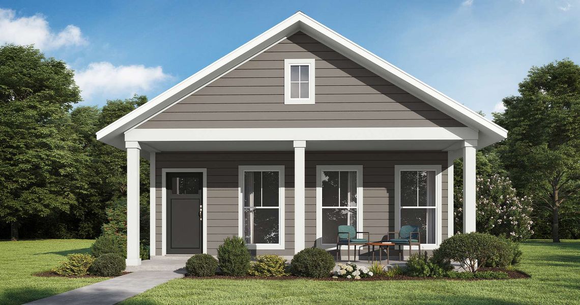 Representative exterior photo of a completed home built from the Juliette by Peachtree Building Group in The Cottages at East Lanier, Fayetteville, GA (Image 1). Representative exterior photo of a completed home built from the Juliette by Peachtree Building Group in The Cottages at East Lanier, Fayetteville, GA (Image 1).