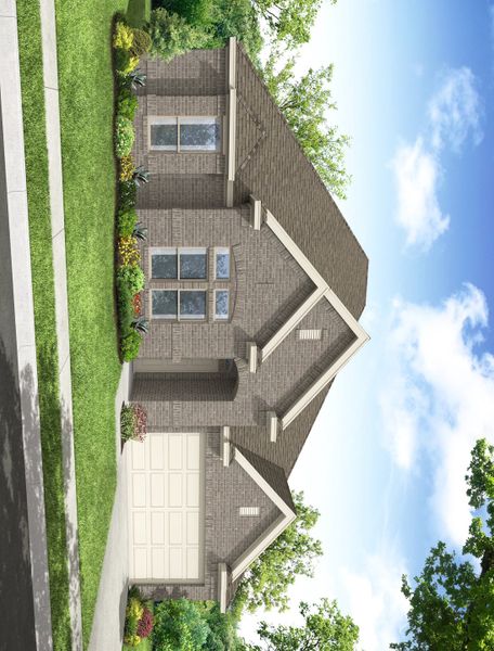 Representative exterior photo of a completed home built from the Donnington by Impression Homes in Timberbrook, Justin, TX (Image 2). Representative exterior photo of a completed home built from the Donnington by Impression Homes in Timberbrook, Justin, TX (Image 2).