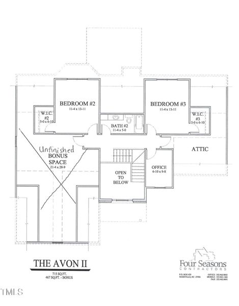 Avon II Second Floor Unfinished Bonus