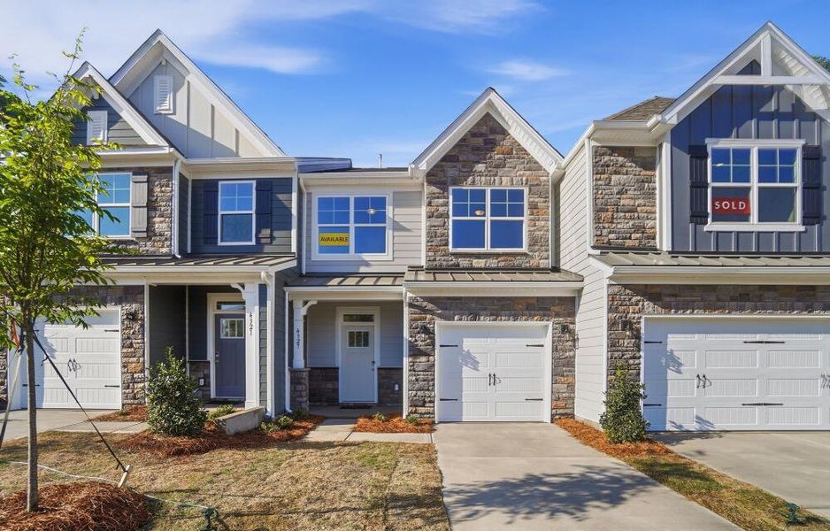 Front exterior of a new home in Harrisburg Village Townhomes, Harrisburg, NC, highlighting curb appeal (Image 2).