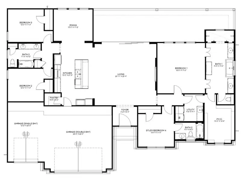 2D floor plan layout of this home in Bella Charca, Nolanville, TX (Image 3).