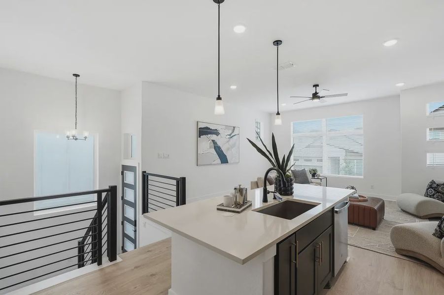 Furnished interior view inside a new home in Centero at Stone Oak, San Antonio (Image 15).