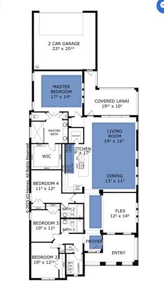 2D floor plan layout for the Kona - Classic Series | 50' Wide Lots by ICI Homes in Laureate Park, Orlando, FL (Image 3).