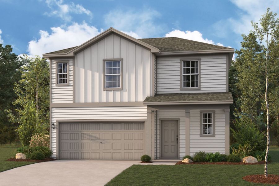 Front exterior of a new home in Crockett Meadows, Conroe, TX, highlighting curb appeal (Image 1). Front exterior of a new home in Crockett Meadows, Conroe, TX, highlighting curb appeal (Image 1).