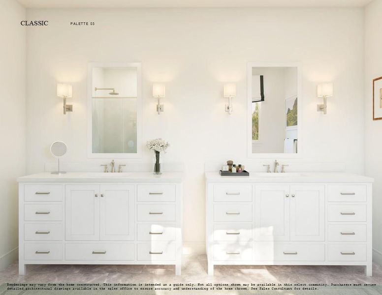 Classic Look Palette 3 Primary Bathroom (*Artist rendering used for illustration purposes only.) Classic Look Palette 3 Primary Bathroom (*Artist rendering used for illustration purposes only.)
