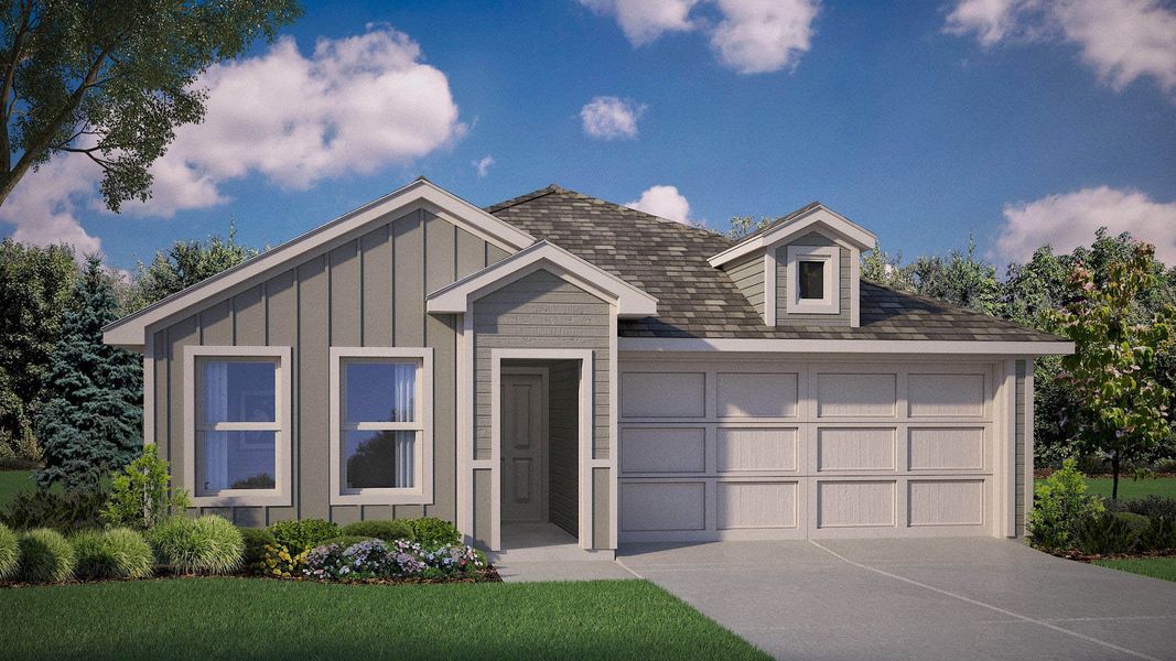 Representative exterior photo of a completed home built from the Anderson by D.R. Horton in Lonestar at Liberty Trails, Justin, TX (Image 4).