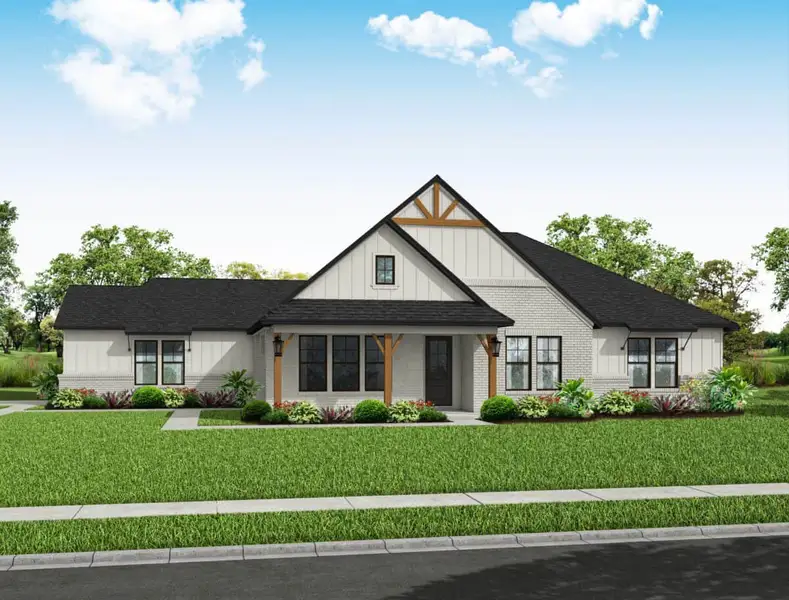 Representative exterior photo of a completed home built from the 2775 by Gracepoint Homes in Kellar Farms, Smithville, TX (Image 2). Representative exterior photo of a completed home built from the 2775 by Gracepoint Homes in Kellar Farms, Smithville, TX (Image 2).