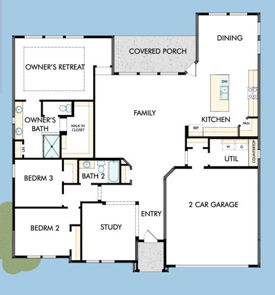 2D floor plan layout for the The Wellton by David Weekley Homes in Old Mill Preserve, Dallas, GA (Image 3). 2D floor plan layout for the The Wellton by David Weekley Homes in Old Mill Preserve, Dallas, GA (Image 3).