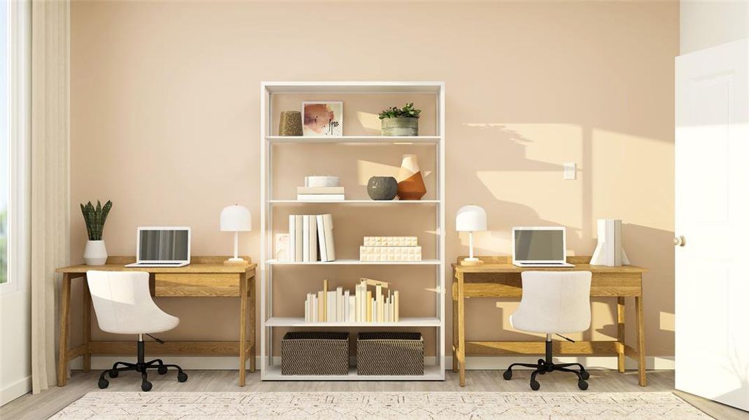 Home office featuring hardwood / wood-style flooring