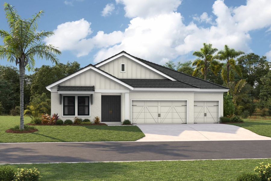 Representative exterior photo of a completed home built from the Biscayne I by Homes by WestBay in Barrington Preserve, Brandon, FL (Image 5).