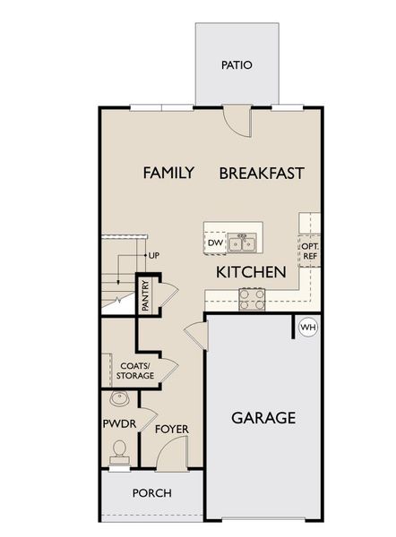 2D floor plan layout for the Camellia by Ashton Woods in Towns at Crescent Mills, Wilson's Mills, NC (Image 3).