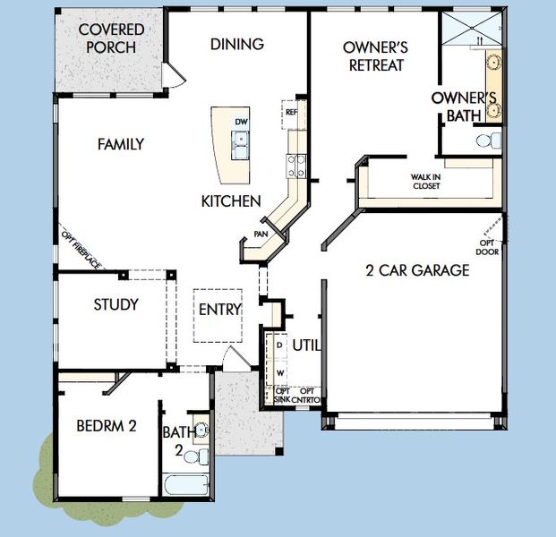 2D floor plan layout for the The Bloomsbury by David Weekley Homes in Nexton – Midtown – The Garden Collection, Summerville, SC (Image 4).