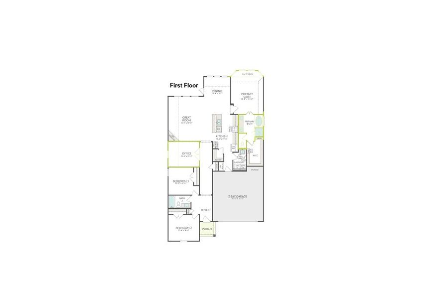 2D floor plan layout of this home in Bridgewater, Midlothian, TX (Image 3).