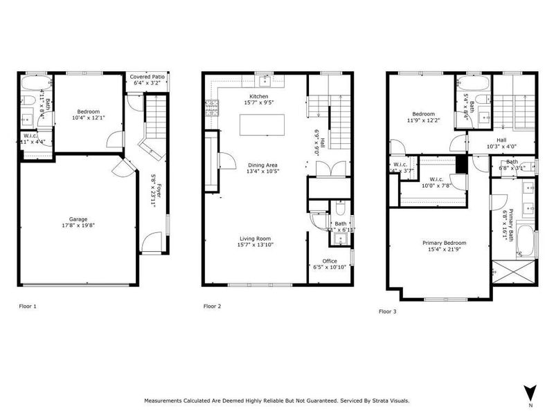 The Jamye floorplan is three stories and is a three bedroom 3 1/2 bath home.