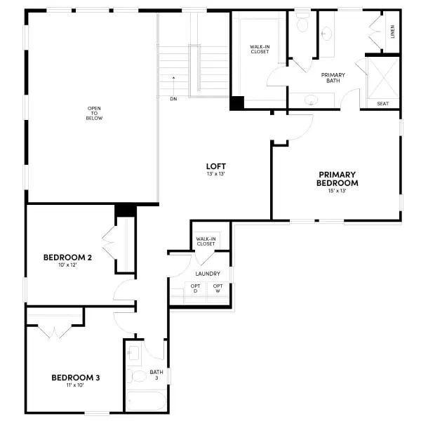 2D floor plan layout of this home in Urban Courtyard Homes at Easton Park, Austin, TX (Image 3).
