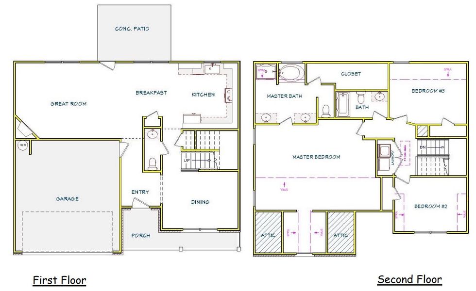 2D floor plan layout for the Ashton by Capshaw in Garden Walk, Jackson, GA (Image 2). 2D floor plan layout for the Ashton by Capshaw in Garden Walk, Jackson, GA (Image 2).