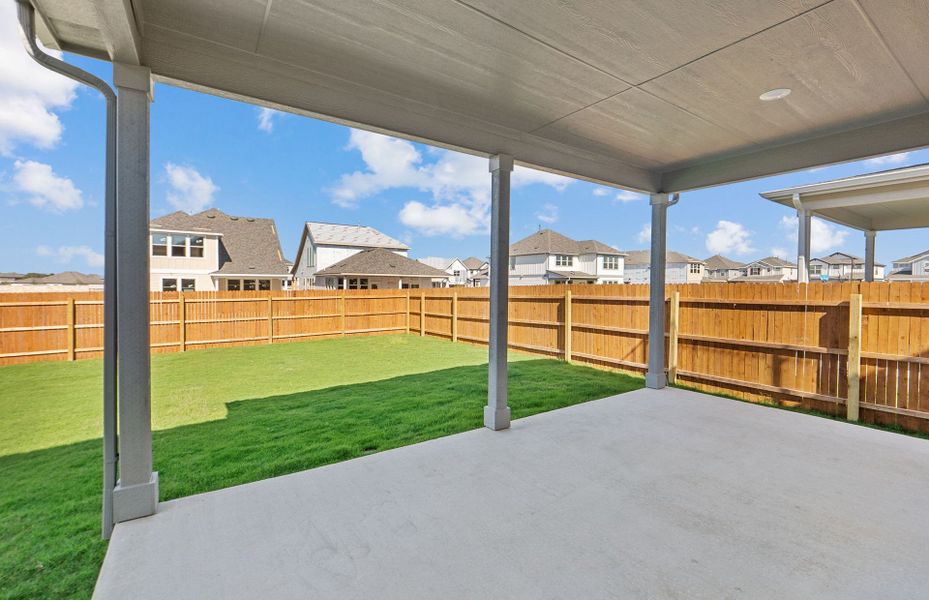 Exterior details and patio area of a home in Santa Rita Ranch, Liberty Hill (Image 29). Exterior details and patio area of a home in Santa Rita Ranch, Liberty Hill (Image 29).