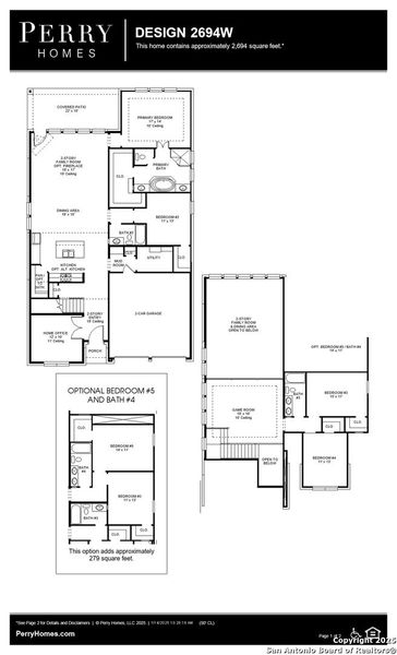 2D floor plan layout of this home in Ladera 50', San Antonio, TX (Image 5).