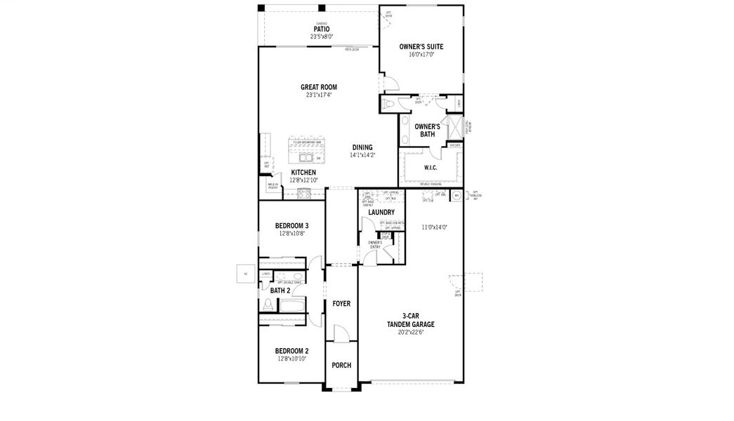 2D floor plan layout for the Azure by Mattamy Homes in Rosewood Heights, San Tan Valley, AZ (Image 3). 2D floor plan layout for the Azure by Mattamy Homes in Rosewood Heights, San Tan Valley, AZ (Image 3).