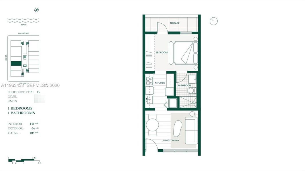 2D floor plan layout of this home in , Miami Beach, FL (Image 3).