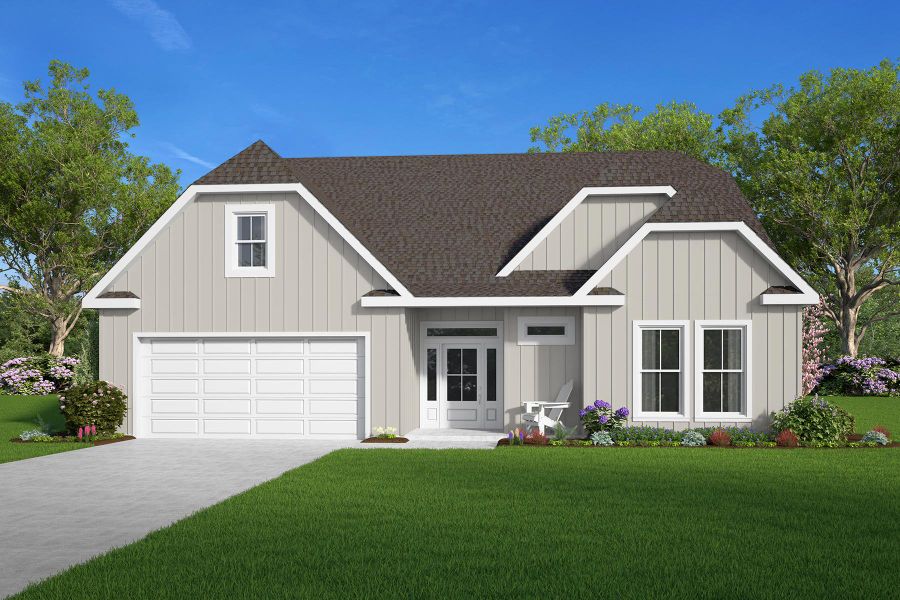 Representative exterior photo of a completed home built from the May by Hunter Quinn Homes in Autumn Mill, Seneca, SC (Image 6). Representative exterior photo of a completed home built from the May by Hunter Quinn Homes in Autumn Mill, Seneca, SC (Image 6).