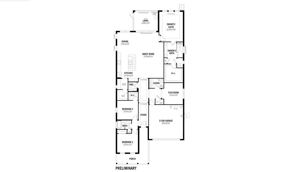 2D floor plan layout for the Sapphire by Mattamy Homes in Summerlit, Naples, FL (Image 3).