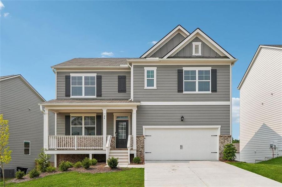 Front exterior of a new home in , Dallas, GA, highlighting curb appeal (Image 20).